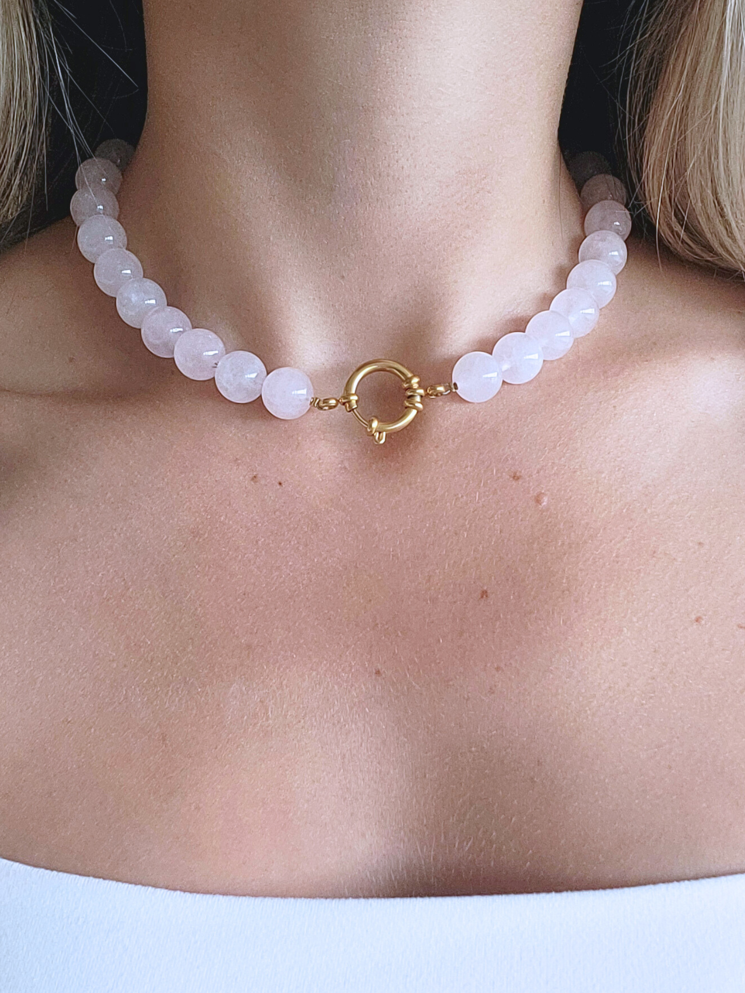 Rozenkwarts kralentketting XL