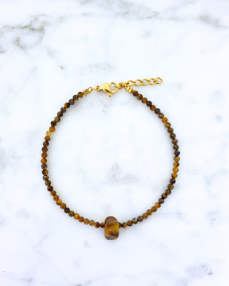 Tijgeroog armband met kralen en steen