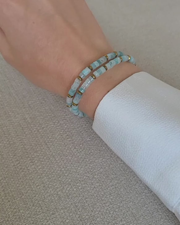 Aquamarijn armband - Heishi kralen