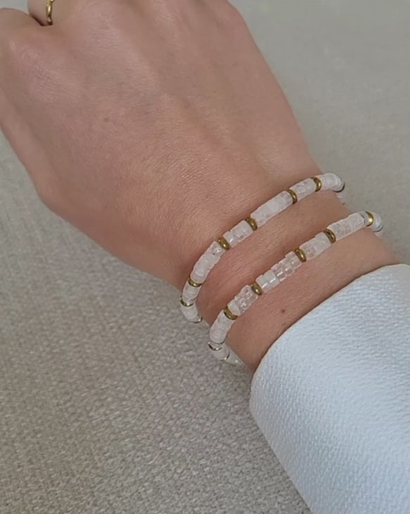 Bergkristal armband - Heishi kralen