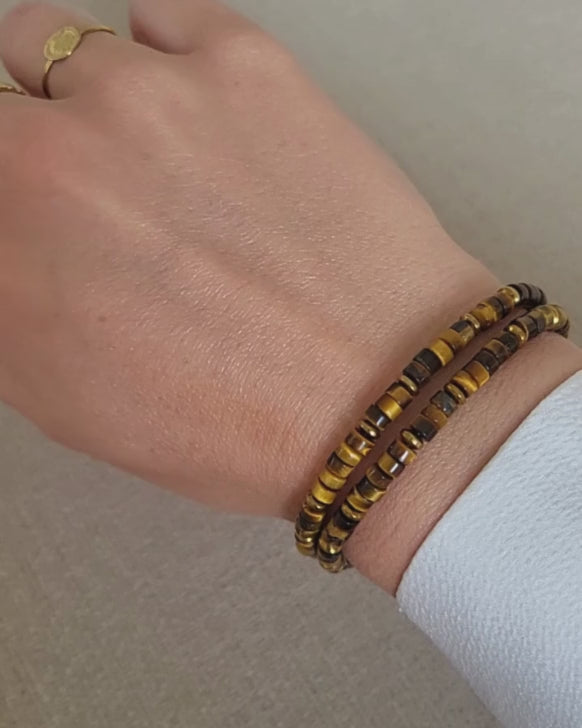 Tijgeroog armband - Heishi kralen