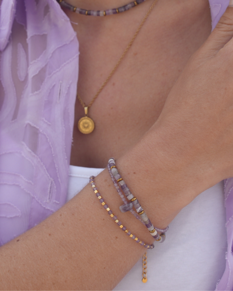 Amethist armband mini kralen met steen