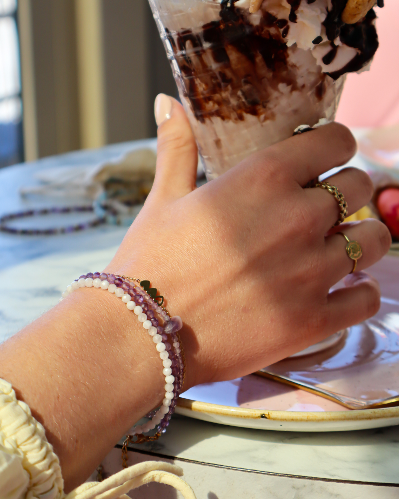 Amethist armband mini kralen met steen