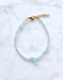 Aquamarijn armband met mini kralen en grote steen
