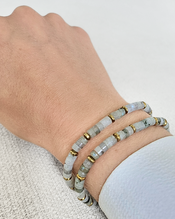 Labradoriet armband - Heishi kralen