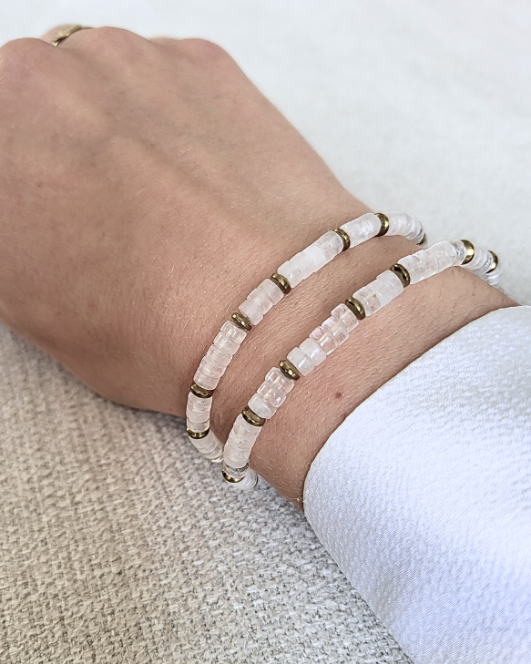 Bergkristal armband - Heishi kralen