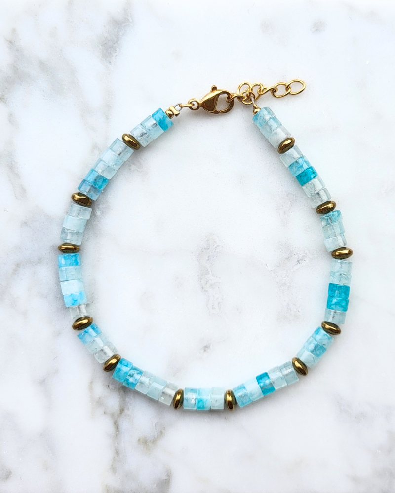 Aquamarijn armband - Heishi kralen