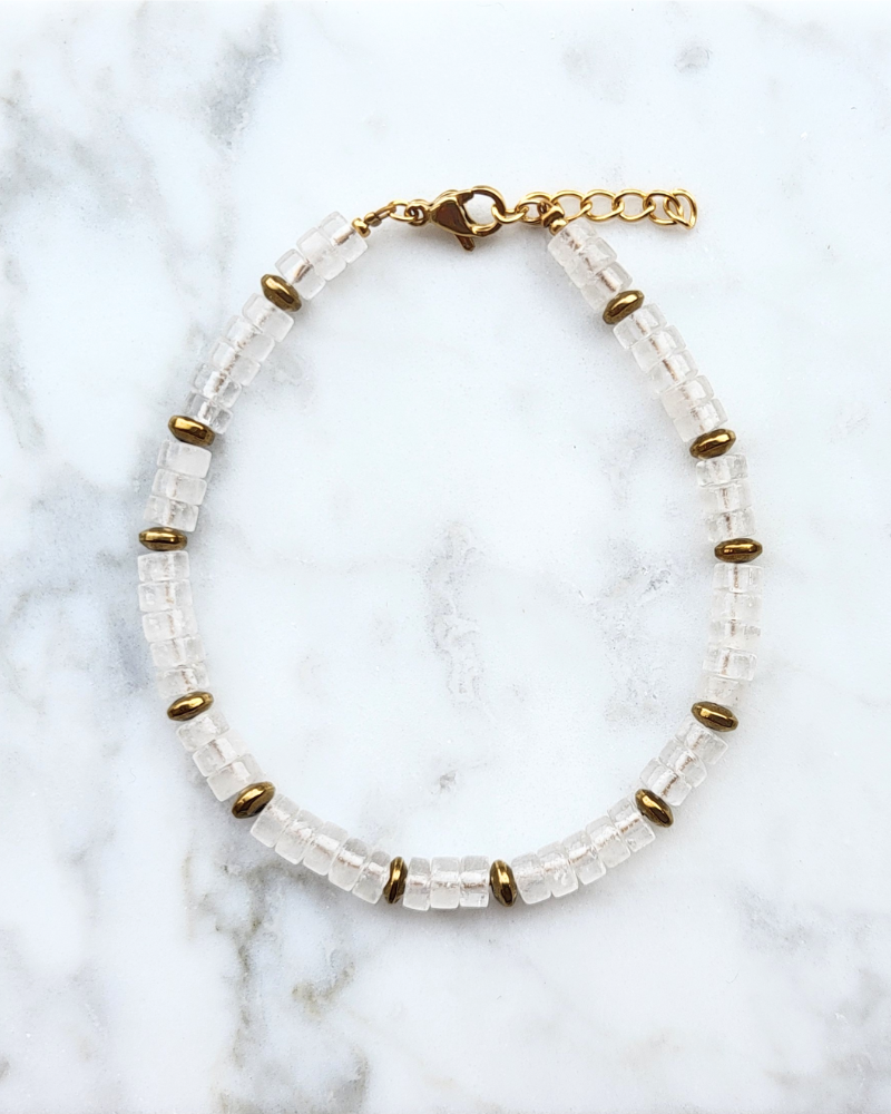 Bergkristal armband - Heishi kralen