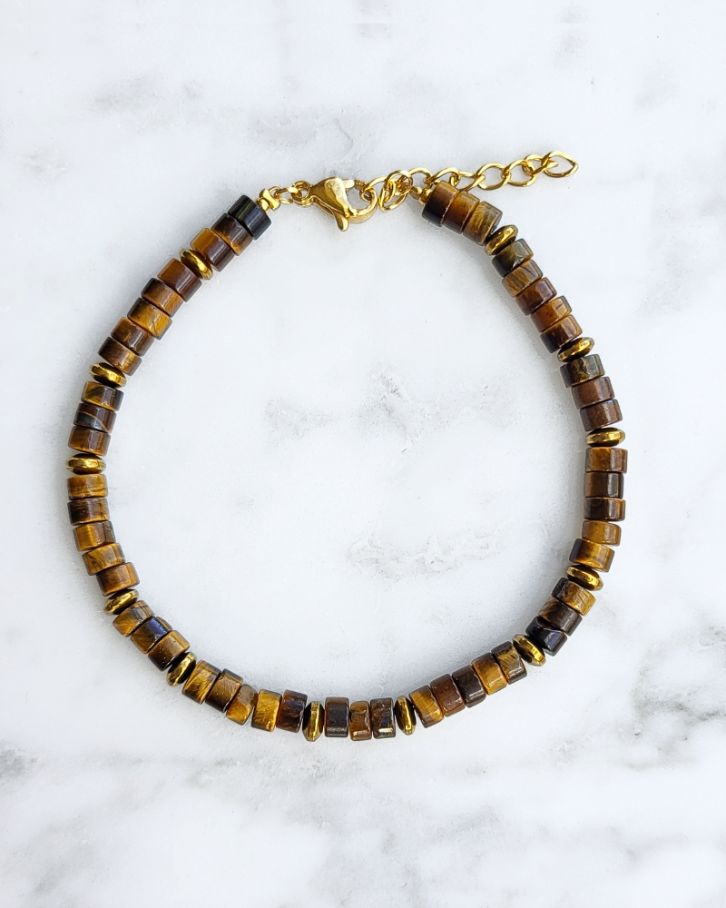 Tijgeroog armband - Heishi kralen