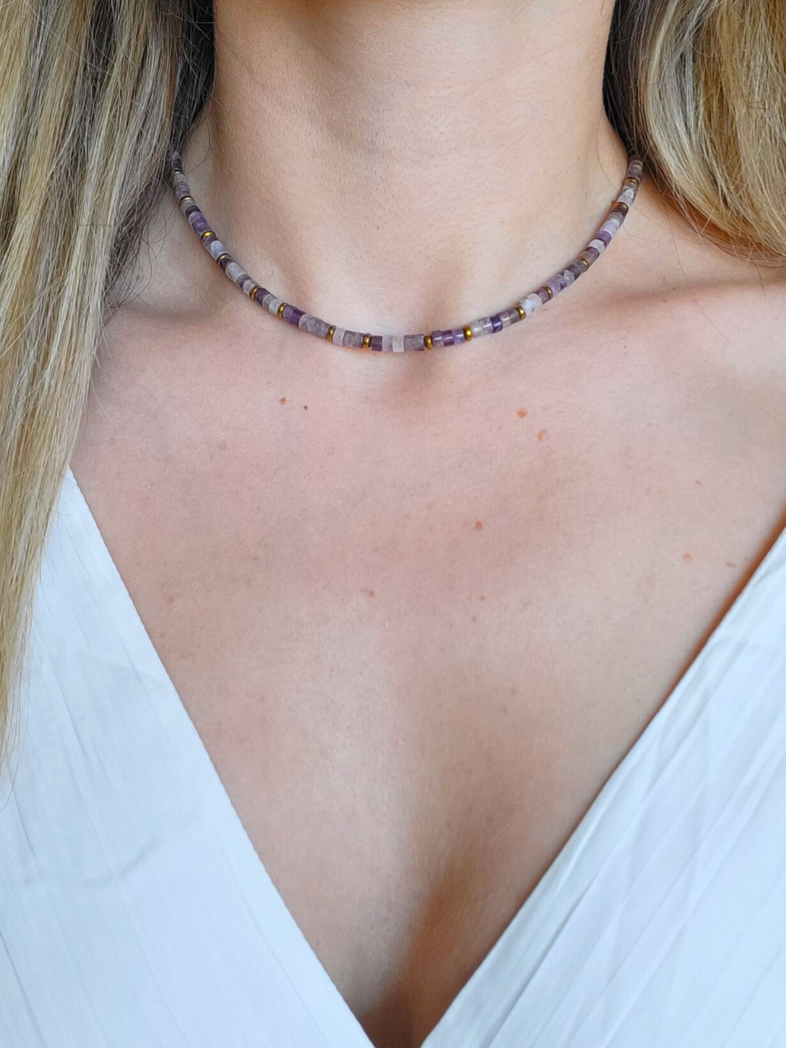 Amethist ketting Heishi kralen
