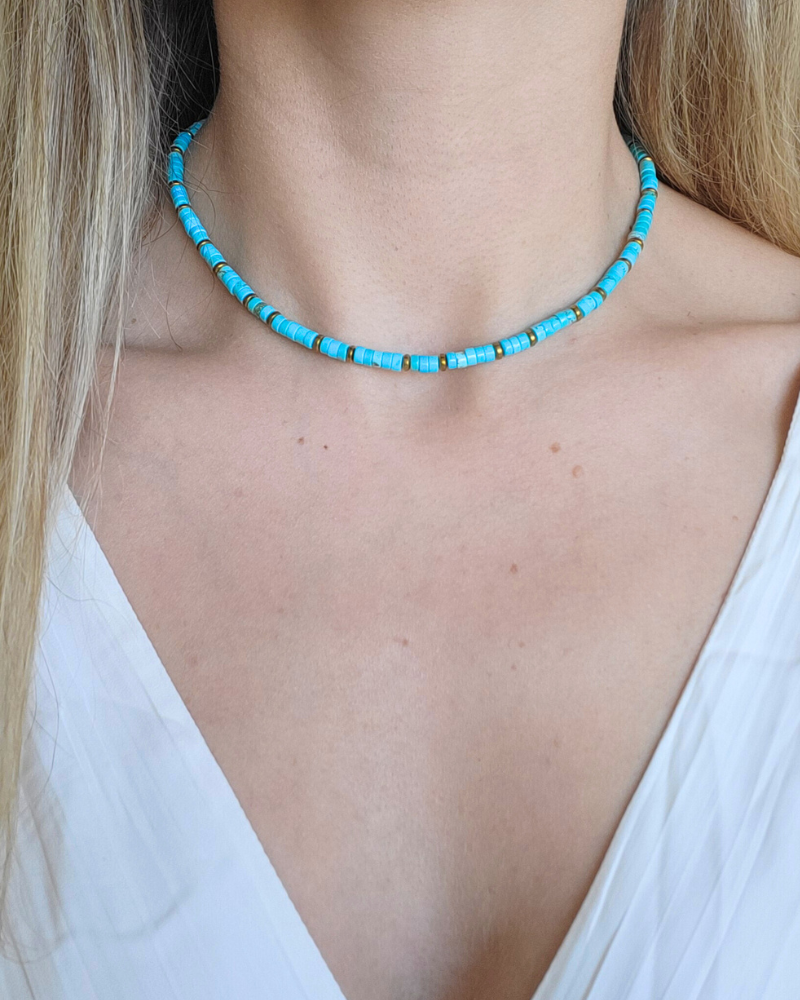 Turkoois kralenketting heishi