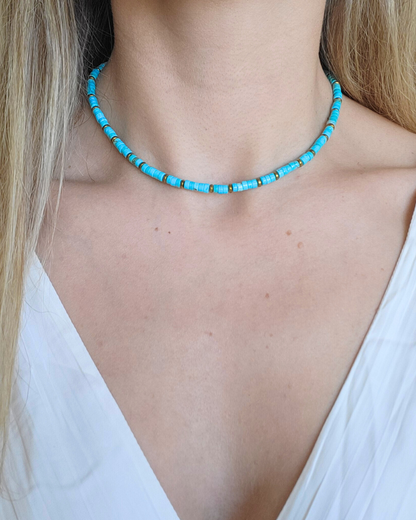 Turkoois kralenketting heishi