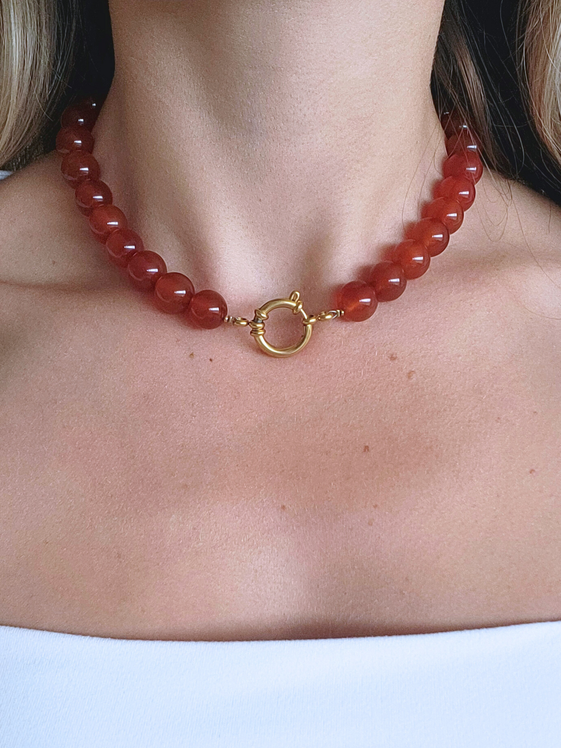 Rode Agaat Kralenketting XL