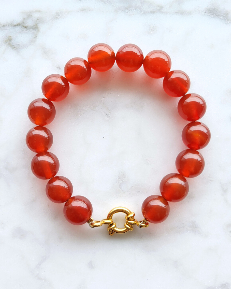 Rode Agaat Kralenarmband