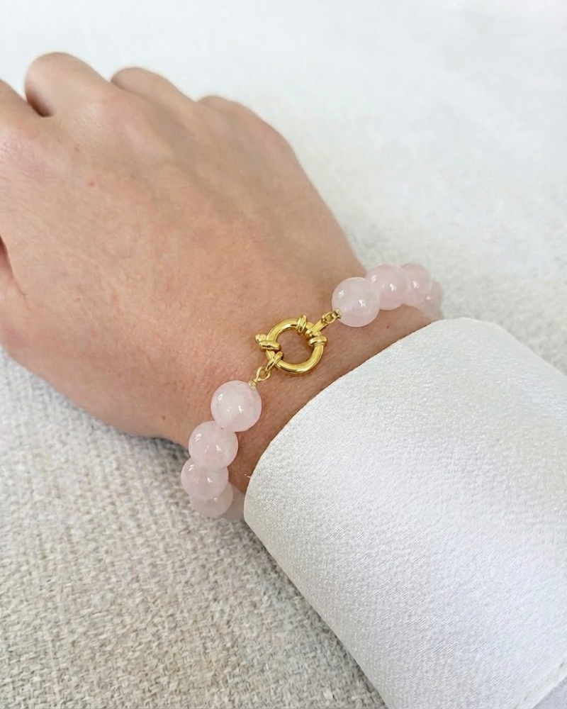 Rozenkwarts armband kralen 
