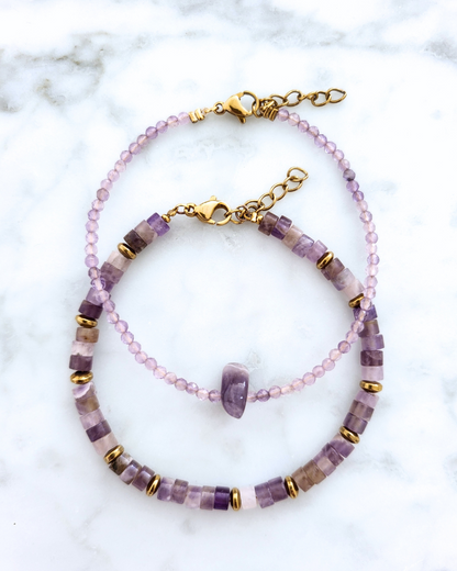 Amethist armband mini kralen met steen