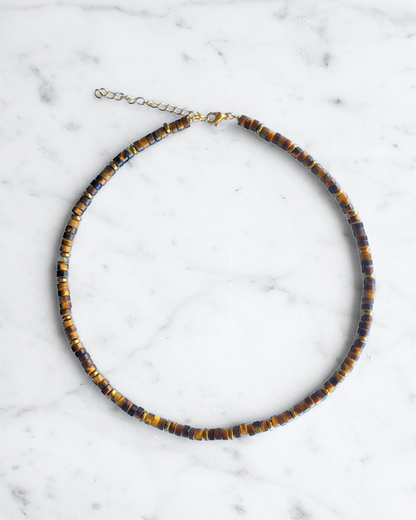 Tijgeroog ketting - Heishi kralen