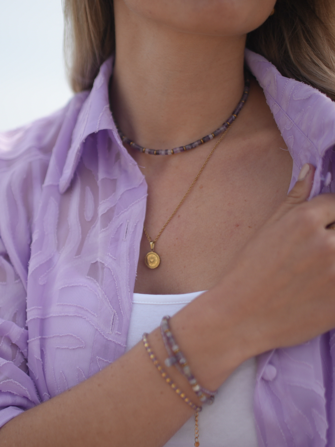 Amethist ketting - Heishi kralen